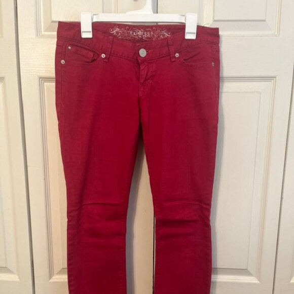 Express Red Skinny Jean Leggings Size 6 - Picture 1 of 3